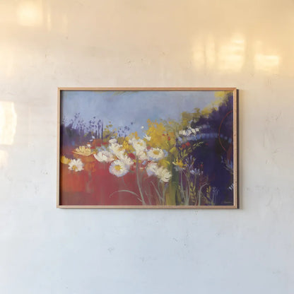 Contemporary Meadow Red by Carol Rowan. shown as a paper print in a natural frame. Available as a archival giclee rolled canvas, fine art paper, or poster print. SKU 41958i.