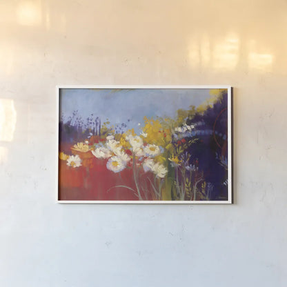 Contemporary Meadow Red by Carol Rowan. shown as a paper print in a white frame. Available as a archival giclee rolled canvas, fine art paper, or poster print. SKU 41958i.