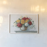 Fall Hydrangea Cottage Crop by Carol Rowan. shown as a paper print in a white frame. Available as a archival giclee rolled canvas, fine art paper, or poster print. SKU 51084i.