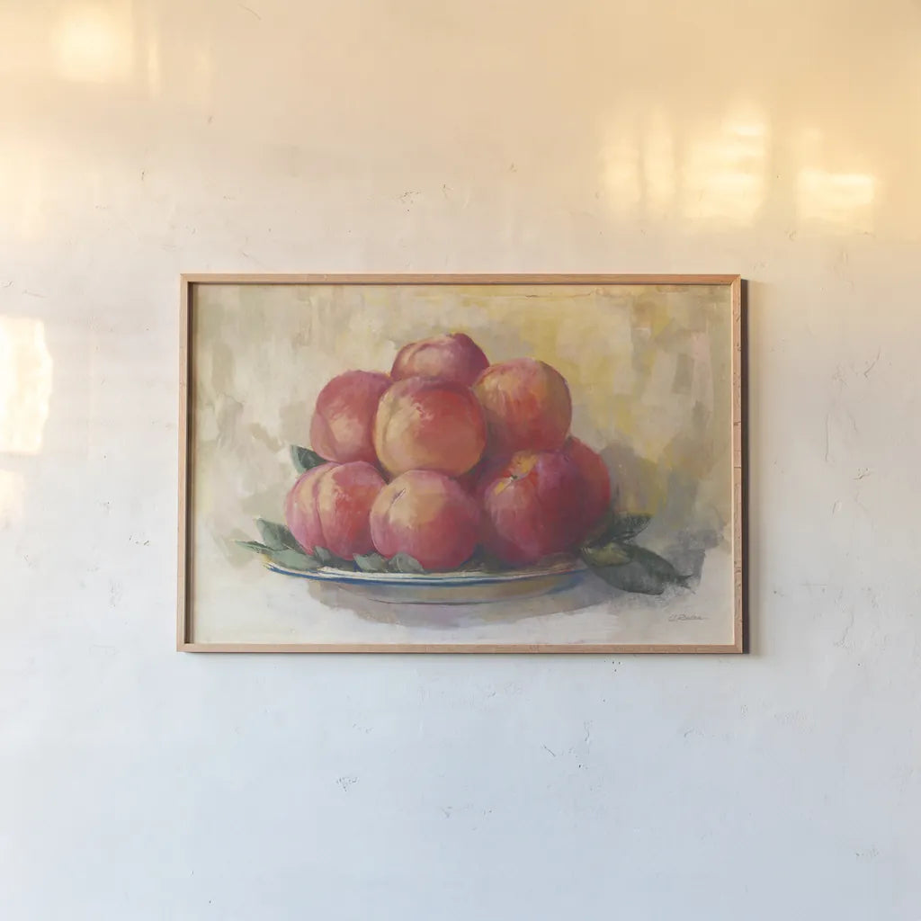 Fruit Bowl by Carol Rowan. shown as a paper print in a natural frame. Available as a archival giclee rolled canvas, fine art paper, or poster print. SKU 42340i.