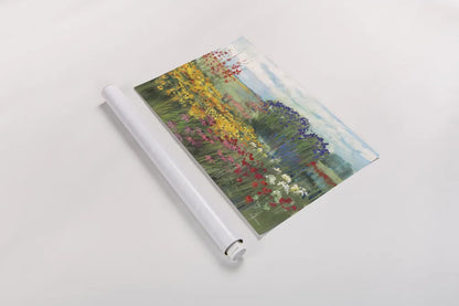 Garden Border by Carol Rowan. shown as a rolled paper print. Available as archival giclee rolled canvas, fine art paper, or poster print. SKU 42298i.