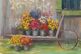Garden Wheelbarrow by Carol Rowan. SKU 41551i. Archival Giclee Fine art print for wall decor.