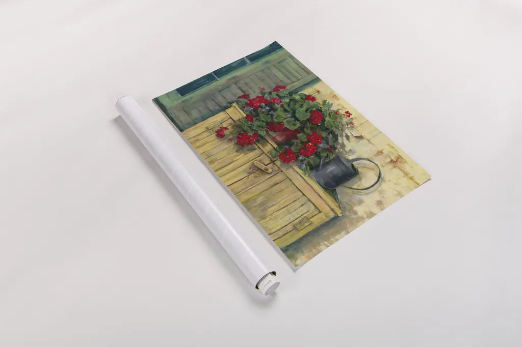 Gardeners Still Life by Carol Rowan. shown as a rolled paper print. Available as archival giclee rolled canvas, fine art paper, or poster print. SKU 7983i.