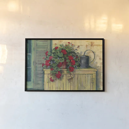 Gardeners Still Life by Carol Rowan. shown as a paper print in a black flame. Available as a archival giclee rolled canvas, fine art paper, or poster print. SKU 7983i.