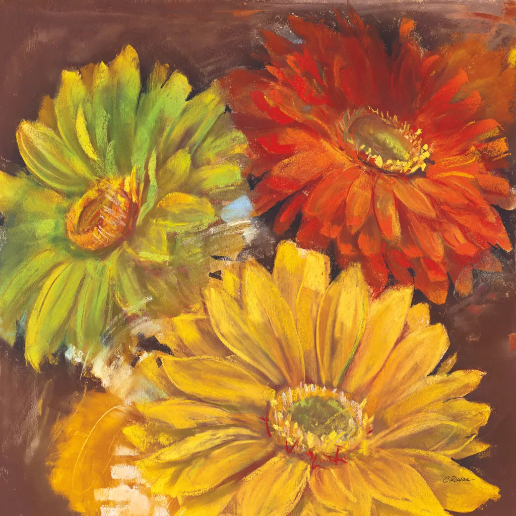 Gerbera Glow I Spice by Carol Rowan. SKU 41934a. Archival Giclee Fine art print for wall decor.