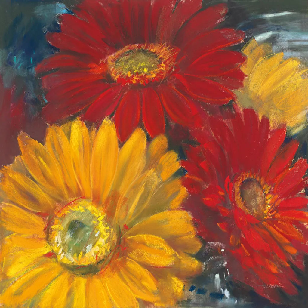 Gerbera Glow II by Carol Rowan. SKU 41936a. Archival Giclee Fine art print for wall decor.