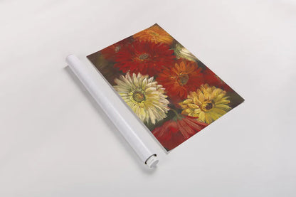 Gerberas by Carol Rowan. shown as a rolled paper print. Available as archival giclee rolled canvas, fine art paper, or poster print. SKU 3300i.