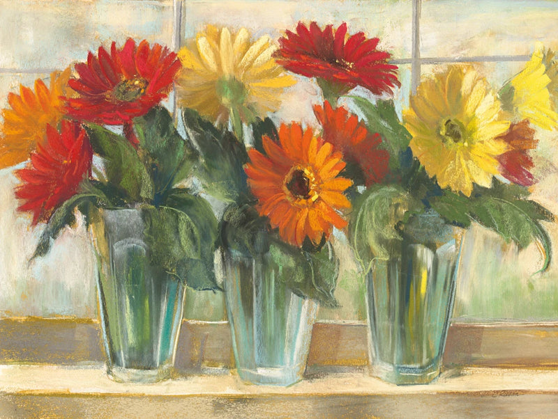 Gerberas in Glass Vases by Carol Rowan