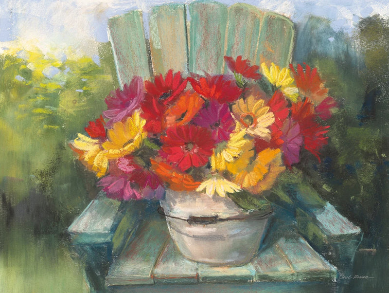 Gerberas on Chair by Carol Rowan