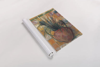 Grasses in Red Vase by Carol Rowan. shown as a rolled paper print. Available as archival giclee rolled canvas, fine art paper, or poster print. SKU 7934h.