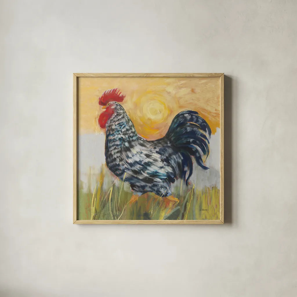 Hector by Carol Rowan. Shown in a natural wood glass frame for a timeless modern aesthetic. Available as an archival giclee rolled canvas, fine art paper, or poster print. SKU 8164a.