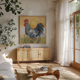Hector by Carol Rowan. Shown in a natural wood frame in a cozy modern living room. Available as an archival giclee rolled canvas, fine art paper, or poster print. SKU 8164a.