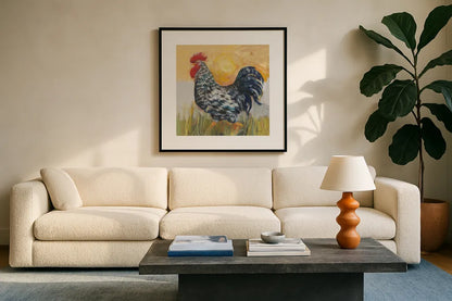 Hector by Carol Rowan. Displayed in a glass frame with matte in a clean modern living room. Available as an archival giclee rolled canvas, fine art paper, or poster print. SKU 8164a.