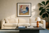 Hercule by Carol Rowan. Displayed in a glass frame with matte in a clean modern living room. Available as an archival giclee rolled canvas, fine art paper, or poster print. SKU 8166a.