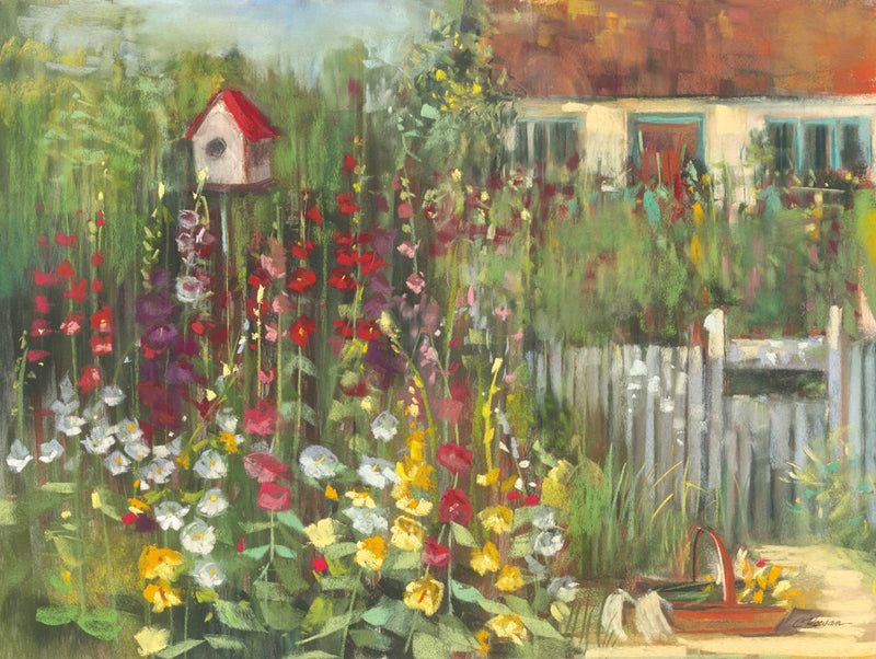 Hollyhock Garden by Carol Rowan