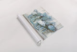 Hydrangeas in Glass Jars Blue Crop by Carol Rowan. shown as a rolled paper print. Available as archival giclee rolled canvas, fine art paper, or poster print. SKU 46617i.