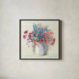 Ironstone Bouquet I Bright by Carol Rowan. Shown in a sleek black glass frame for a contemporary gallery look. Available as an archival giclee rolled canvas, fine art paper, or poster print. SKU 46642a.