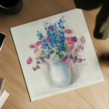 Ironstone Bouquet II Bright by Carol Rowan. Shown as a detailed flat fine art print, highlighting archival giclee quality. Available as an archival giclee rolled canvas, fine art paper, or poster print. SKU 46643a.