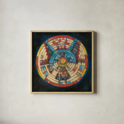 Kachina Basket by Carol Rowan. Shown in a natural wood glass frame for a timeless modern aesthetic. Available as an archival giclee rolled canvas, fine art paper, or poster print. SKU 38635a.