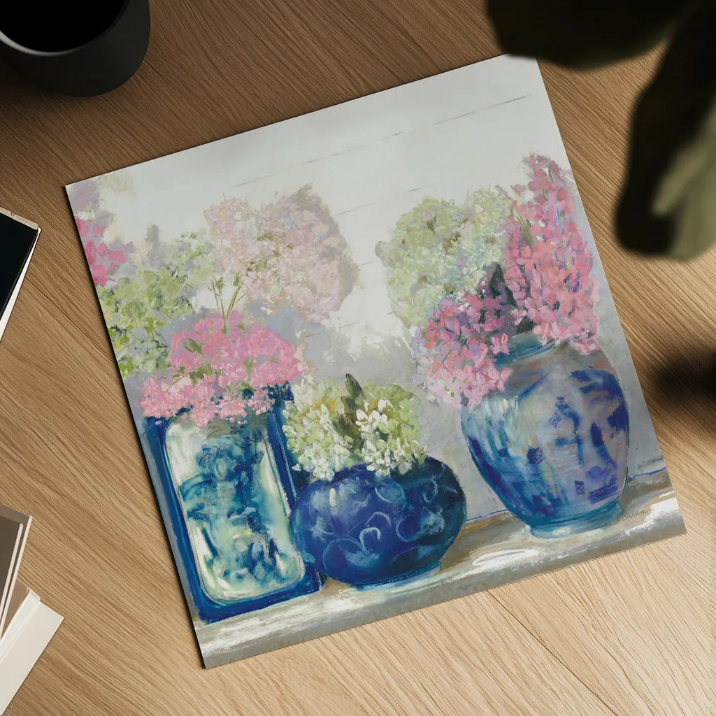 Ladys Mantle II Bright by Carol Rowan. Shown as a detailed flat fine art print, highlighting archival giclee quality. Available as an archival giclee rolled canvas, fine art paper, or poster print. SKU 55310a.