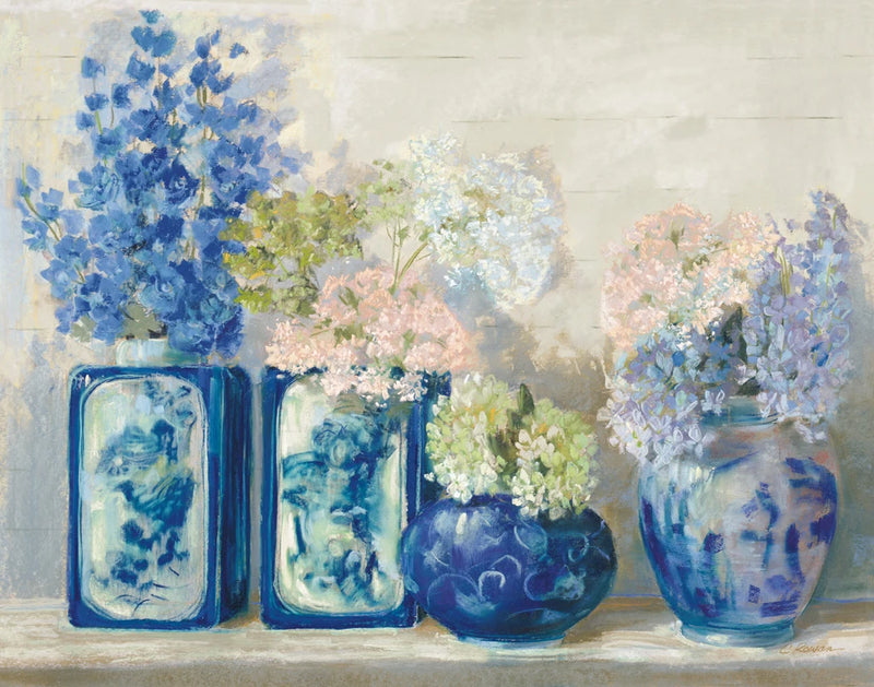 Ladys Mantle on Shiplap Coral by Carol Rowan