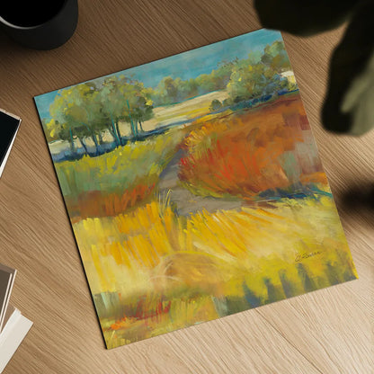 Late Summer Landscape II by Carol Rowan. Shown as a detailed flat fine art print, highlighting archival giclee quality. Available as an archival giclee rolled canvas, fine art paper, or poster print. SKU 8981a.