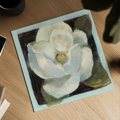 Magnolia II by Carol Rowan. Shown as a detailed flat fine art print, highlighting archival giclee quality. Available as an archival giclee rolled canvas, fine art paper, or poster print. SKU 7860a.