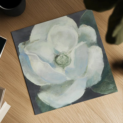 Magnolia II Sage by Carol Rowan. Shown as a detailed flat fine art print, highlighting archival giclee quality. Available as an archival giclee rolled canvas, fine art paper, or poster print. SKU 47395a.