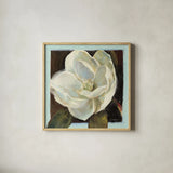 Magnolia III by Carol Rowan. Shown in a natural wood glass frame for a timeless modern aesthetic. Available as an archival giclee rolled canvas, fine art paper, or poster print. SKU 7861a.