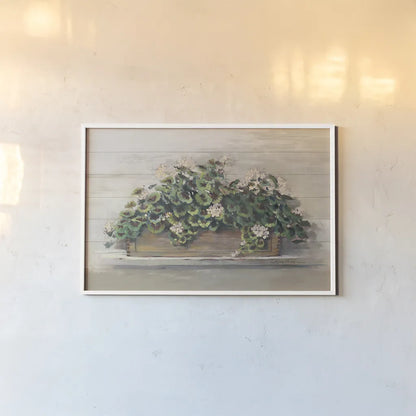 Market Geraniums Crop by Carol Rowan. shown as a paper print in a white frame. Available as a archival giclee rolled canvas, fine art paper, or poster print. SKU 35803i.