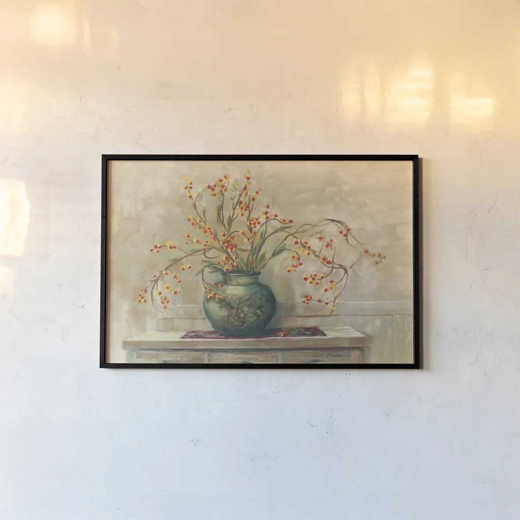 Nancy Bittersweet by Carol Rowan. shown as a paper print in a black flame. Available as a archival giclee rolled canvas, fine art paper, or poster print. SKU 42354i.