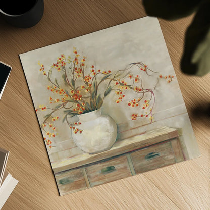 Nancy Bittersweet Neutral Sq by Carol Rowan. Shown as a detailed flat fine art print, highlighting archival giclee quality. Available as an archival giclee rolled canvas, fine art paper, or poster print. SKU 65553a.