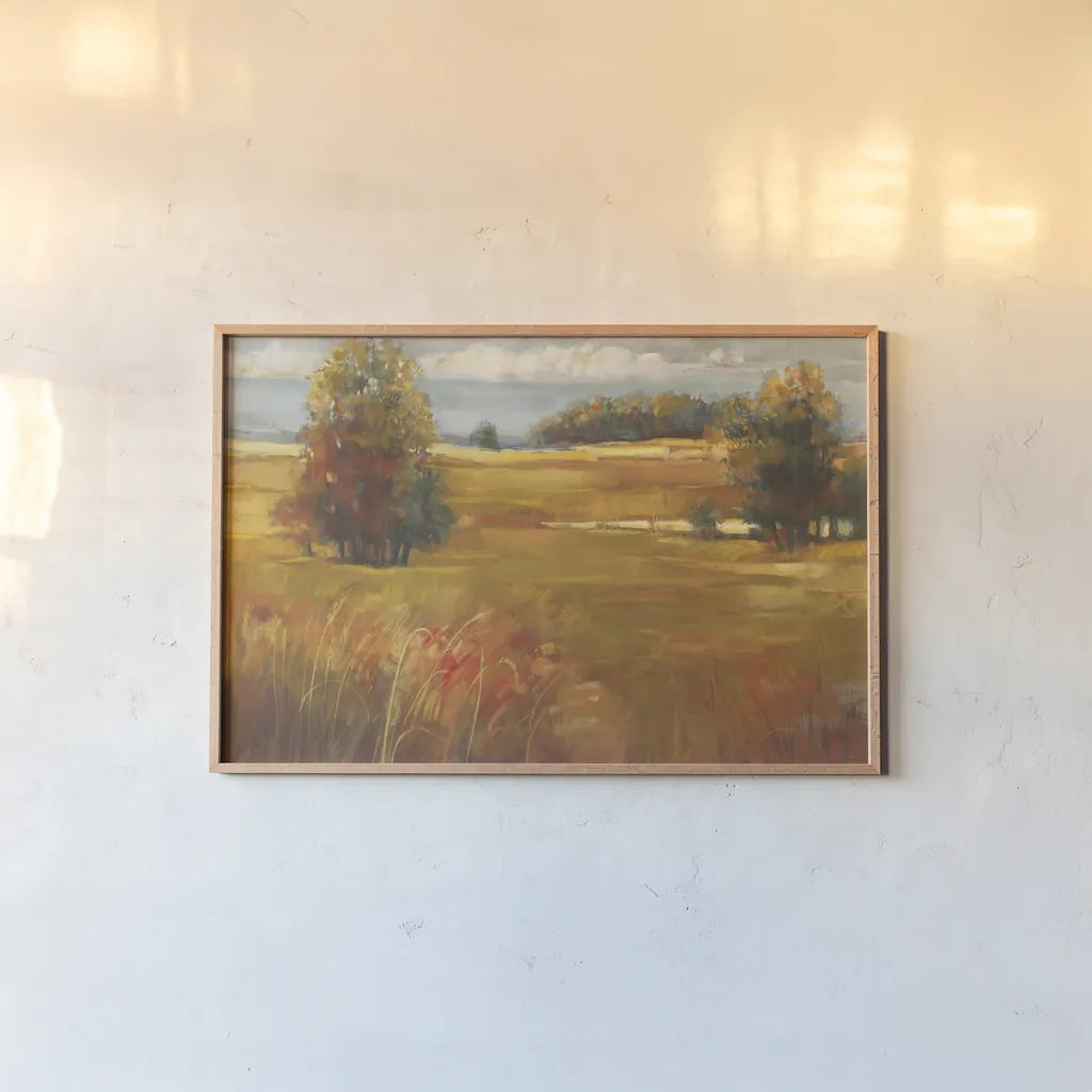 October Light by Carol Rowan. shown as a paper print in a natural frame. Available as a archival giclee rolled canvas, fine art paper, or poster print. SKU 5037i.