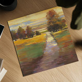 October Path by Carol Rowan. Shown as a detailed flat fine art print, highlighting archival giclee quality. Available as an archival giclee rolled canvas, fine art paper, or poster print. SKU 12781a.