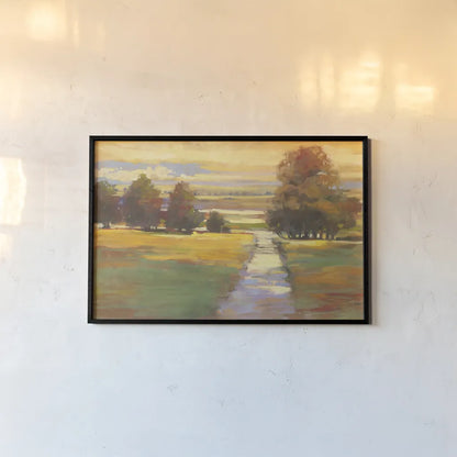 October Path Crop by Carol Rowan. shown as a paper print in a black flame. Available as a archival giclee rolled canvas, fine art paper, or poster print. SKU 12781i.