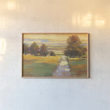 October Path Crop by Carol Rowan. shown as a paper print in a natural frame. Available as a archival giclee rolled canvas, fine art paper, or poster print. SKU 12781i.