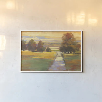 October Path Crop by Carol Rowan. shown as a paper print in a white frame. Available as a archival giclee rolled canvas, fine art paper, or poster print. SKU 12781i.