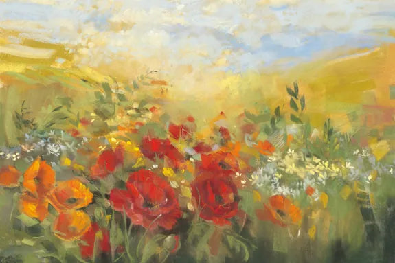Oriental Poppy Field Crop by Carol Rowan. SKU 52825i. Archival Giclee Fine art print for wall decor.
