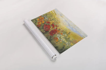 Oriental Poppy Field Crop by Carol Rowan. shown as a rolled paper print. Available as archival giclee rolled canvas, fine art paper, or poster print. SKU 52825i.