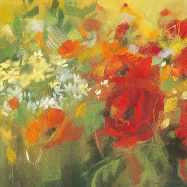 Oriental Poppy Field II by Carol Rowan. SKU 7858a. Archival Giclee Fine art print for wall decor.