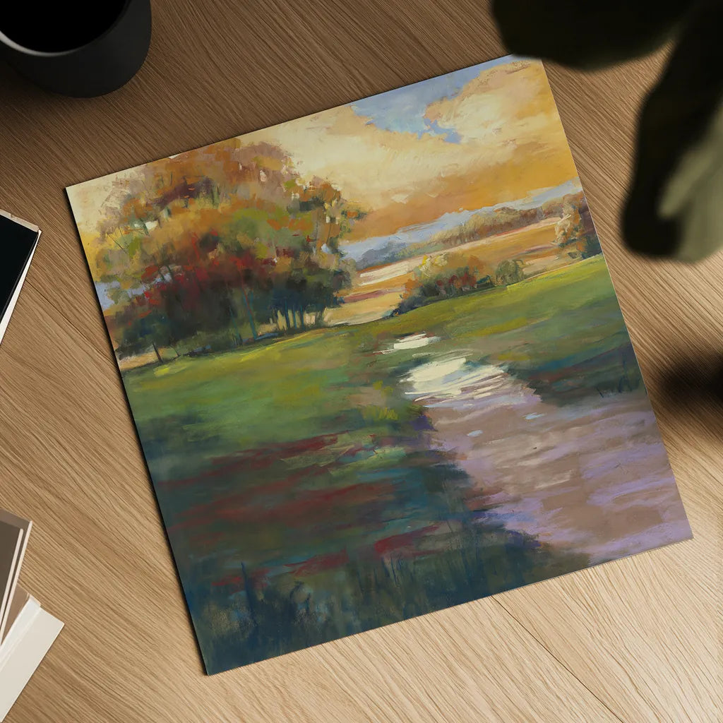 Out for a Walk by Carol Rowan. Shown as a detailed flat fine art print, highlighting archival giclee quality. Available as an archival giclee rolled canvas, fine art paper, or poster print. SKU 21449a.