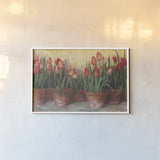 Pattys Tulips by Carol Rowan. shown as a paper print in a white frame. Available as a archival giclee rolled canvas, fine art paper, or poster print. SKU 8142i.