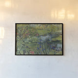 Peaceful Pond by Carol Rowan. shown as a paper print in a black flame. Available as a archival giclee rolled canvas, fine art paper, or poster print. SKU 36214i.
