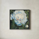 Peony I by Carol Rowan. Shown in a sleek black glass frame for a contemporary gallery look. Available as an archival giclee rolled canvas, fine art paper, or poster print. SKU 41461a.