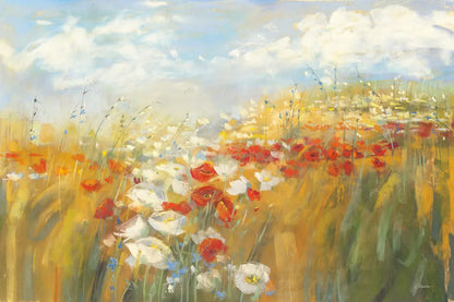 Poppies and Larkspur by Carol Rowan. SKU 41459i. Archival Giclee Fine art print for wall decor.