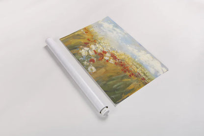 Poppies and Larkspur by Carol Rowan. shown as a rolled paper print. Available as archival giclee rolled canvas, fine art paper, or poster print. SKU 41459i.