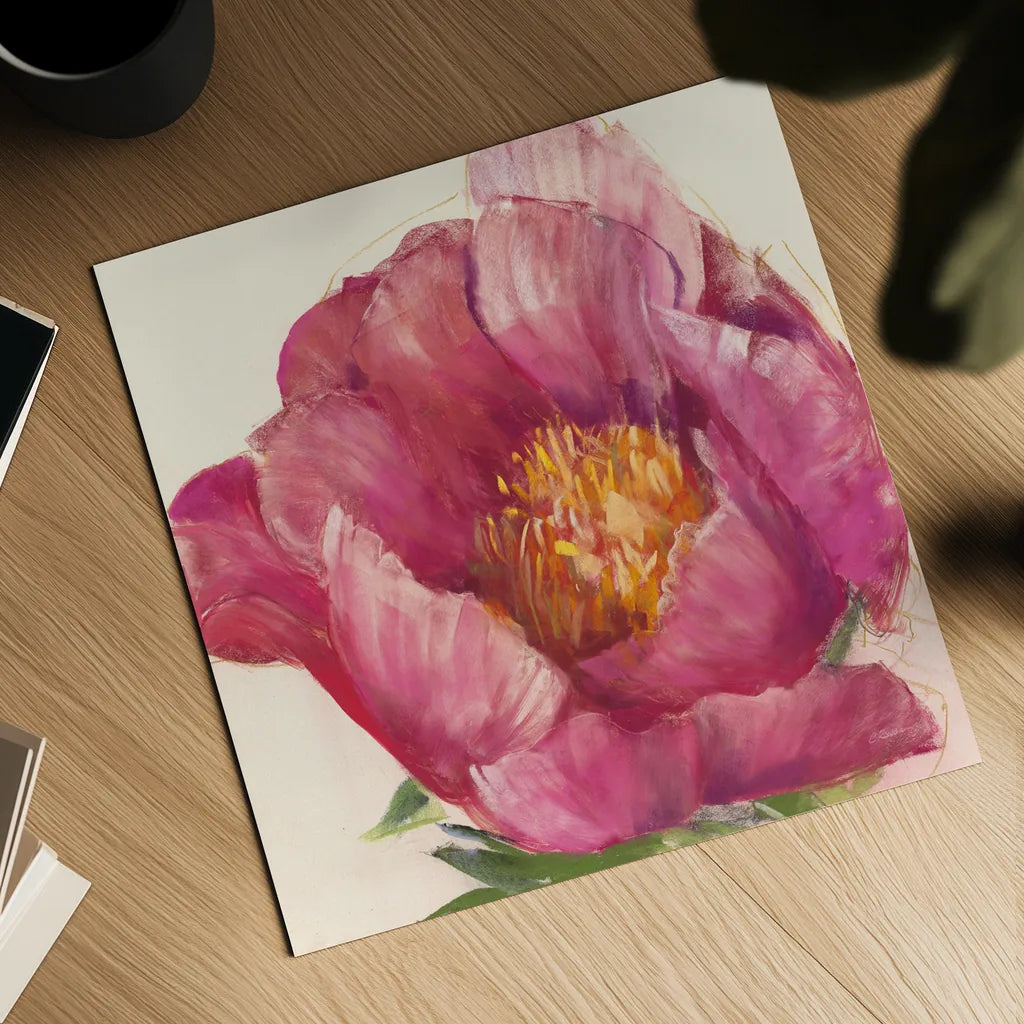 Poppy Pink by Carol Rowan. Shown as a detailed flat fine art print, highlighting archival giclee quality. Available as an archival giclee rolled canvas, fine art paper, or poster print. SKU 41860a.
