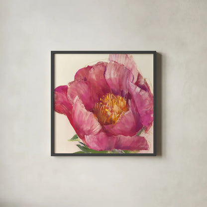 Poppy Pink by Carol Rowan. Shown in a sleek black glass frame for a contemporary gallery look. Available as an archival giclee rolled canvas, fine art paper, or poster print. SKU 41860a.
