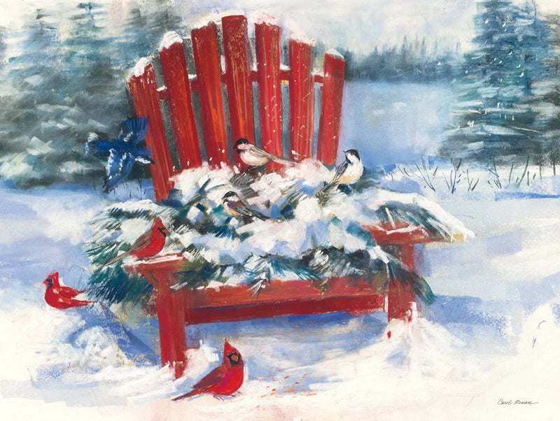 Red Chair in Winter by Carol Rowan