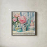 Reflective Moment I by Carol Rowan. Shown in a sleek black glass frame for a contemporary gallery look. Available as an archival giclee rolled canvas, fine art paper, or poster print. SKU 18475a.